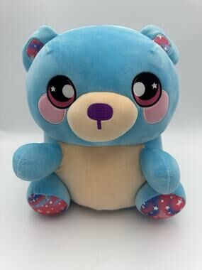 Cute Blue Plush Teddy Bear Stuffed Animal Pink Eyes Galaxy Paws 11” Soft Toy